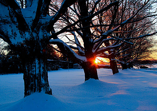 sun setting on snow 500px